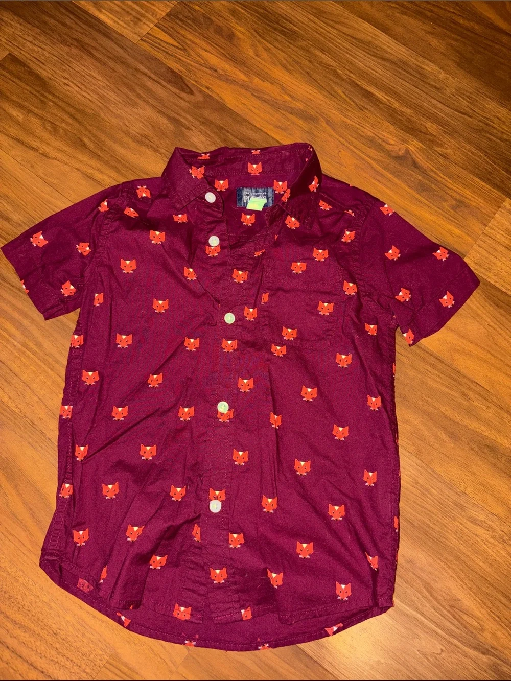 The Children's Place Burgundy Short-Sleeve Button-Up with Fox Print